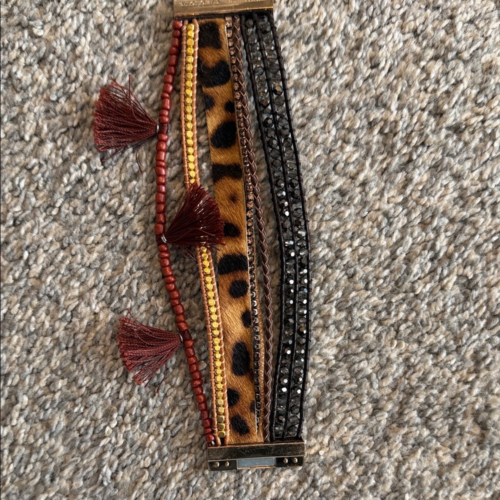 Victoria Emerson Leopard and Bead Bracelet